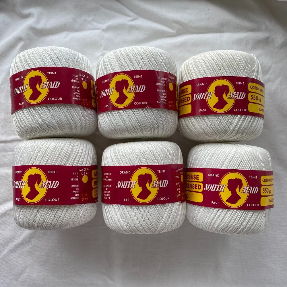 Lot of 6 South Maid Crochet Yarn